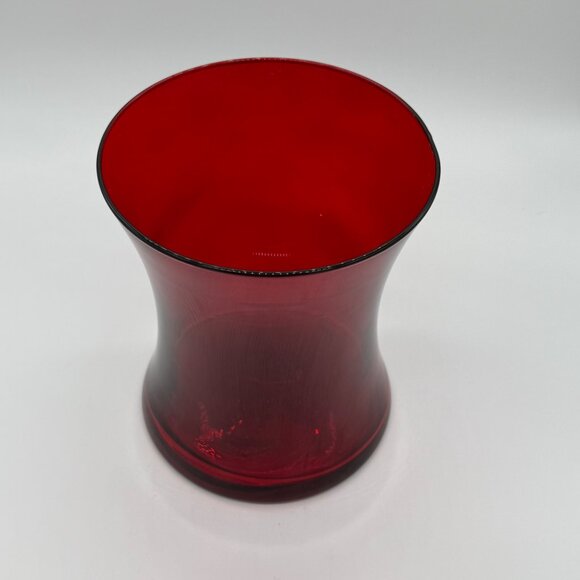 Vintage Red Hand Blown Glass Flared Vase 8.0" Tall Mouth 6.5 Wide - Picture 2 of 6